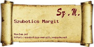 Szubotics Margit névjegykártya